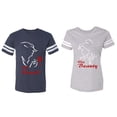 thumbnail image 1 of Her Beauty His Beast Matching Couple Cotton Jerseys (Men Navy / Women Heather) (Men L / Women M), 1 of 3