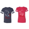 thumbnail image 1 of Her Beauty His Beast Matching Couple Cotton Jerseys (Men Navy / Women Red) (Men S / Women XL), 1 of 3