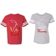thumbnail image 1 of Her Beauty His Beast Matching Couple Cotton Jerseys (Men Red / Women Heather) (Men S / Women XXL), 1 of 3