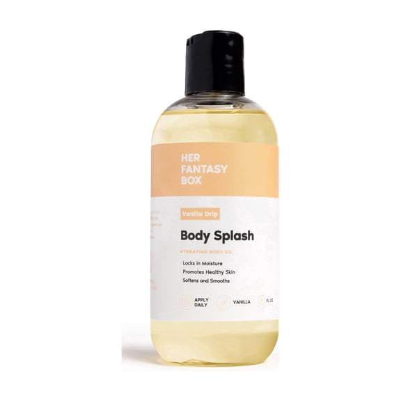 Her Fantasy Box | Body Splash Vanilla Drip Fragrance Oil  Warm Vanilla Sugar Scent with Creamy Cashmere & Sandalwood, Lightweight Hydrating Body Oil, Vegan & Cruelty Free