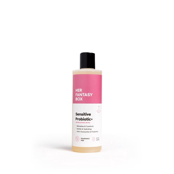 Her Fantasy Box | Sensitive Probiotic+ Gentle Cleanser Fragrance-Free, pH Balanced Body Wash with Chamomile & Probiotic Lysates, Vegan & Cruelty Free, 8 oz