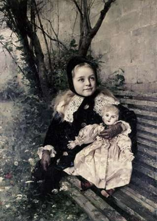 Her Favorite Doll Canvas Art - Gustave Claude E Courtois (20 x 28)