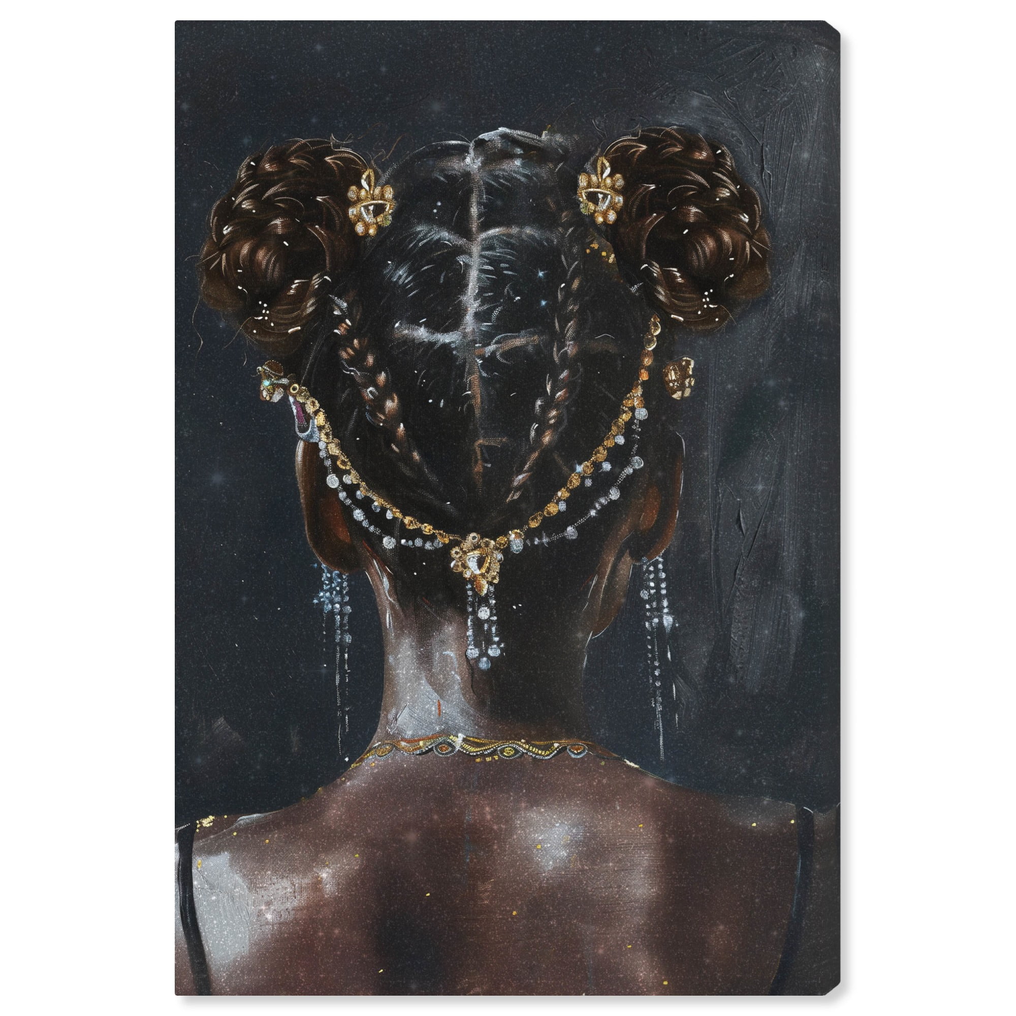 Her Favorite Hair Piece 36" x 24" Black Canvas Art