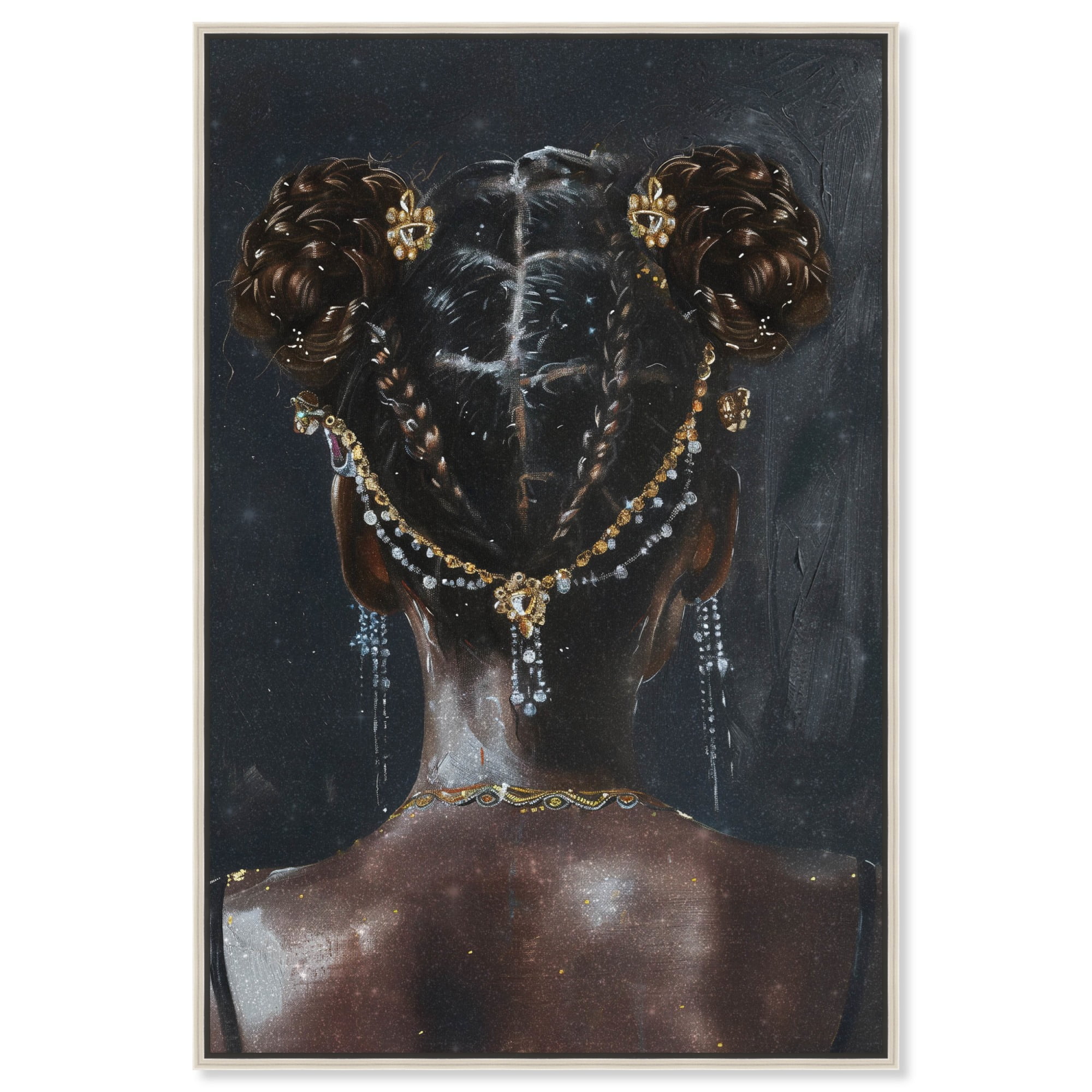 Glamorous Black and Gold Canvas Art with Silver Frame