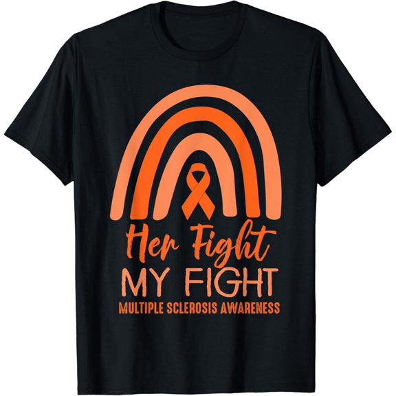 Her Fight is My Fight Orange Multiple Sclerosis Awareness T-Shirt mens t shirt，black，women，funny，misfits，men，journey，t-shirt