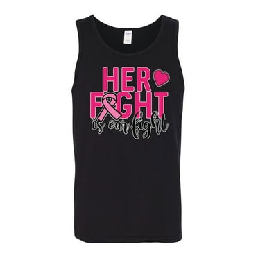 Her Fight is Our Fight Breast Cancer Awareness Mens Tank Top, Black, Small