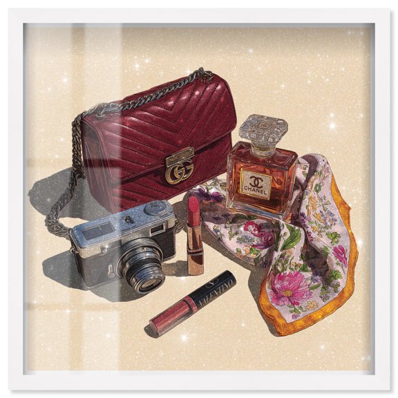 Her Go To Accessories Shadowbox Print Fashion Wall Art by Art Remedy, White Frame, 12 x 12