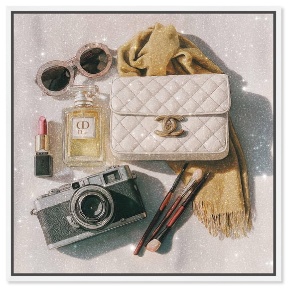 Her Go To Morning Accessories Canvas Print Fashion Wall Art by Art Remedy, White Frame, 20 x 20