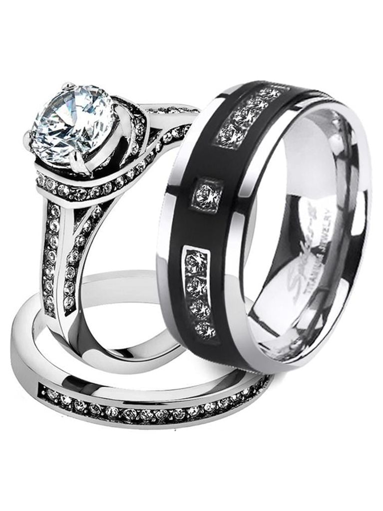 Stainless steel wedding rings for her deals
