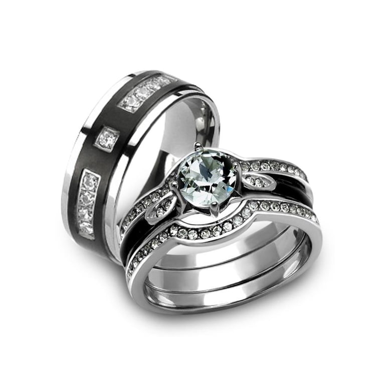 6mm Stainless Steel Ring – Black & Silver Band For Men & Women – Wedding Or Party Ring (Sizes 5-13)
