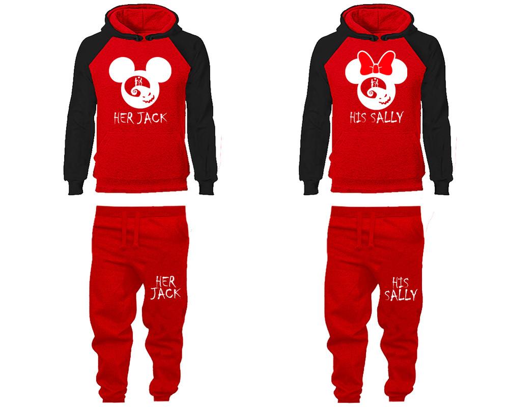 Her Jack His Sally Couple Matching Raglan Hoodies and Jogger Pants 4 ITEMS SOLD SEPARATELY