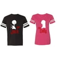 thumbnail image 1 of Her Jack His Sally Matching Couple Cotton Jerseys (Men Black / Women Pink) (Men M / Women XL), 1 of 3