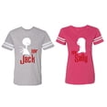 thumbnail image 1 of Her Jack His Sally Matching Couple Cotton Jerseys (Men Heather / Women Pink) (Men XXL / Women XL), 1 of 3