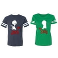 thumbnail image 1 of Her Jack His Sally Matching Couple Cotton Jerseys (Men Navy / Women Green) (Men L / Women S), 1 of 3