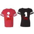 thumbnail image 1 of Her Jack His Sally Matching Couple Cotton Jerseys (Men Red / Women Black) (Men XL / Women L), 1 of 3
