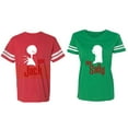 thumbnail image 1 of Her Jack His Sally Matching Couple Cotton Jerseys (Men Red / Women Green) (Men XL / Women L), 1 of 3