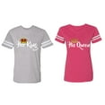 thumbnail image 1 of Her King His Queen Matching Couple Cotton Jerseys (Men Heather / Women Pink) (Men L / Women XL), 1 of 3