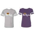 thumbnail image 1 of Her King His Queen Matching Couple Cotton Jerseys (Men Heather / Women Purple) (Men S / Women M), 1 of 3