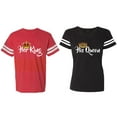 thumbnail image 1 of Her King His Queen Matching Couple Cotton Jerseys (Men Red / Women Black) (Men XL / Women XL), 1 of 3