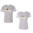 thumbnail image 1 of Her King His Queen Unisex Couple Matching Cotton Jersey style T-Shirt Contrasting stripes on sleeves (Men Heather / Women Heather) (Men S / Women M), 1 of 3