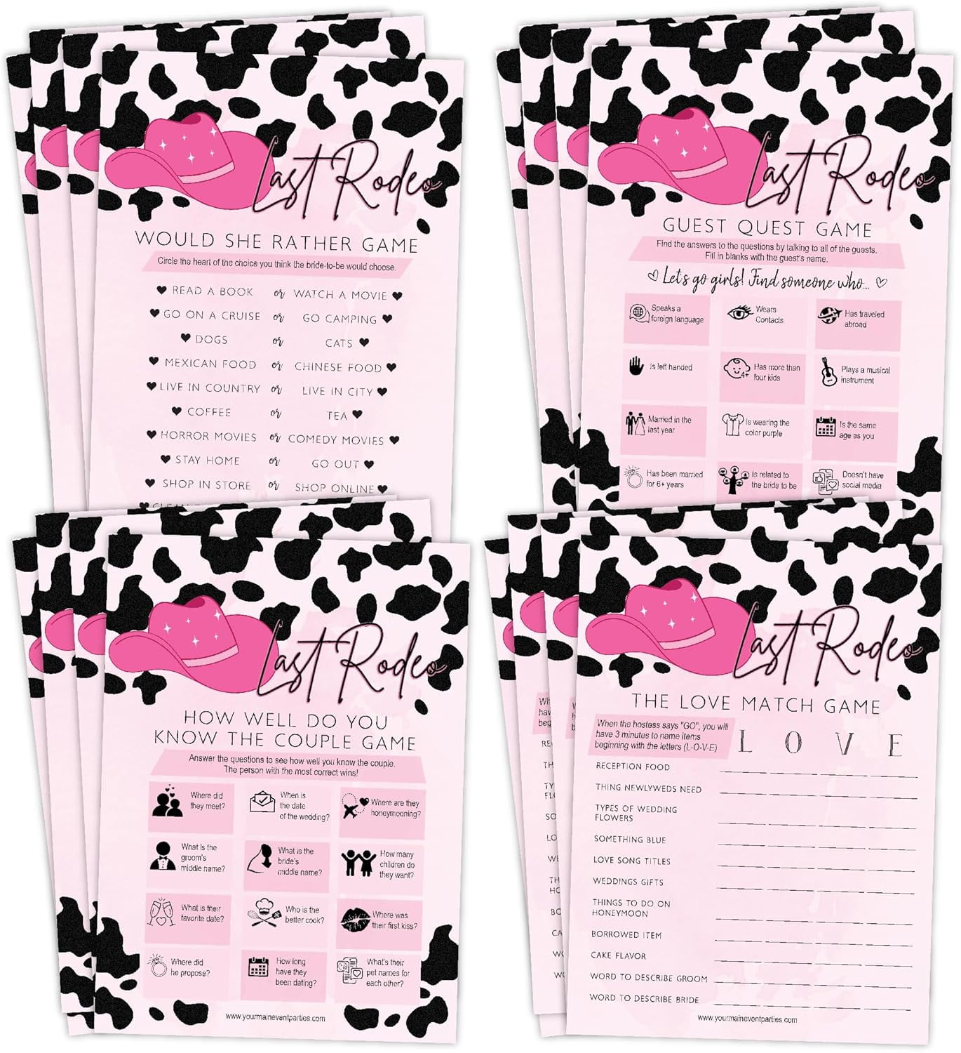 Her Last Rodeo Bridal Shower Games, Western Bachelorette Party Cowgirl Party Games