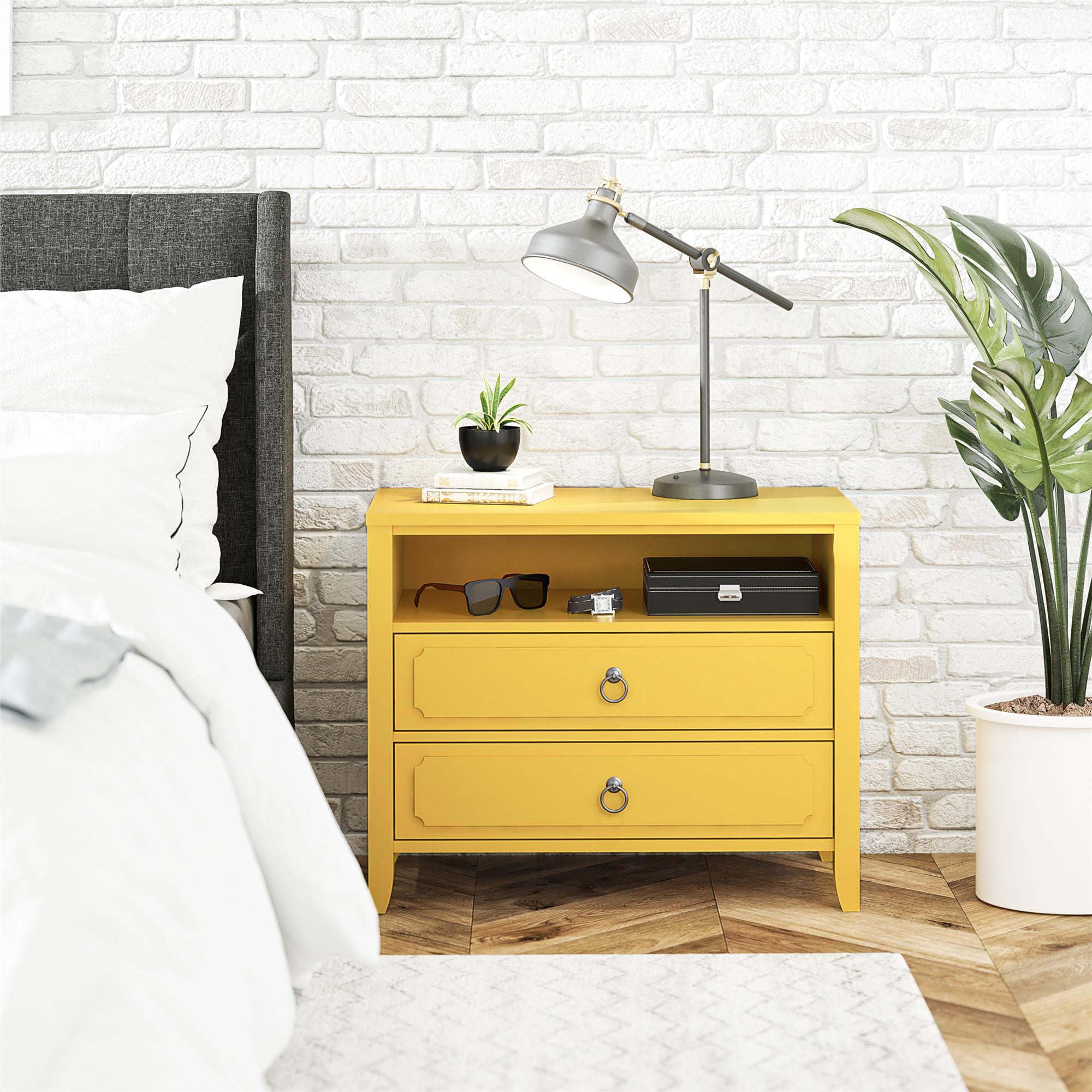Her Majesty 2 Drawer Nightstand, Mustard Yellow