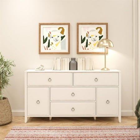Her Majesty 4 Drawer/2 Door Wide Dresser, Soft White