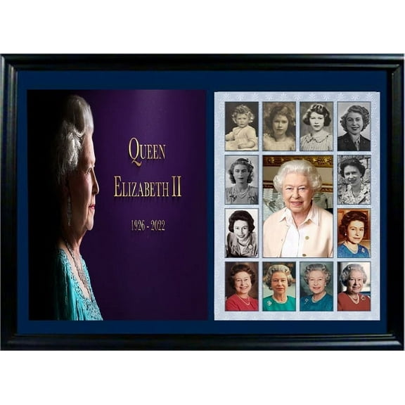 Her Majesty Elizabeth Theme - 12"x18" Double Deluxe Frame Navy Blue