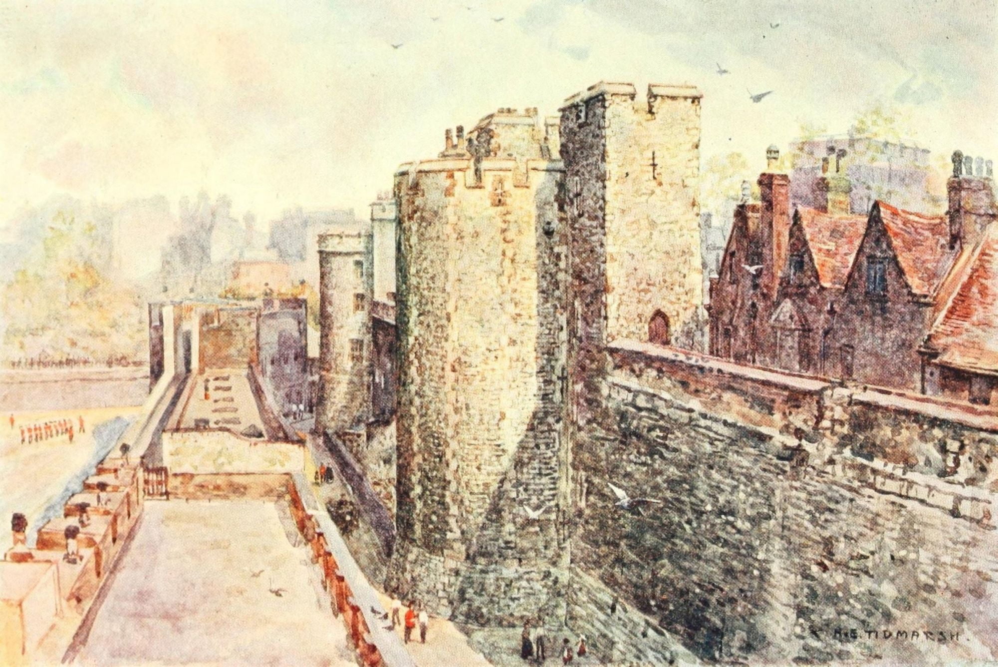 Her Majestys Tower 1901 Tower of London Beachamp Tower Canvas Art - H Tidmarsh (18 x 24)