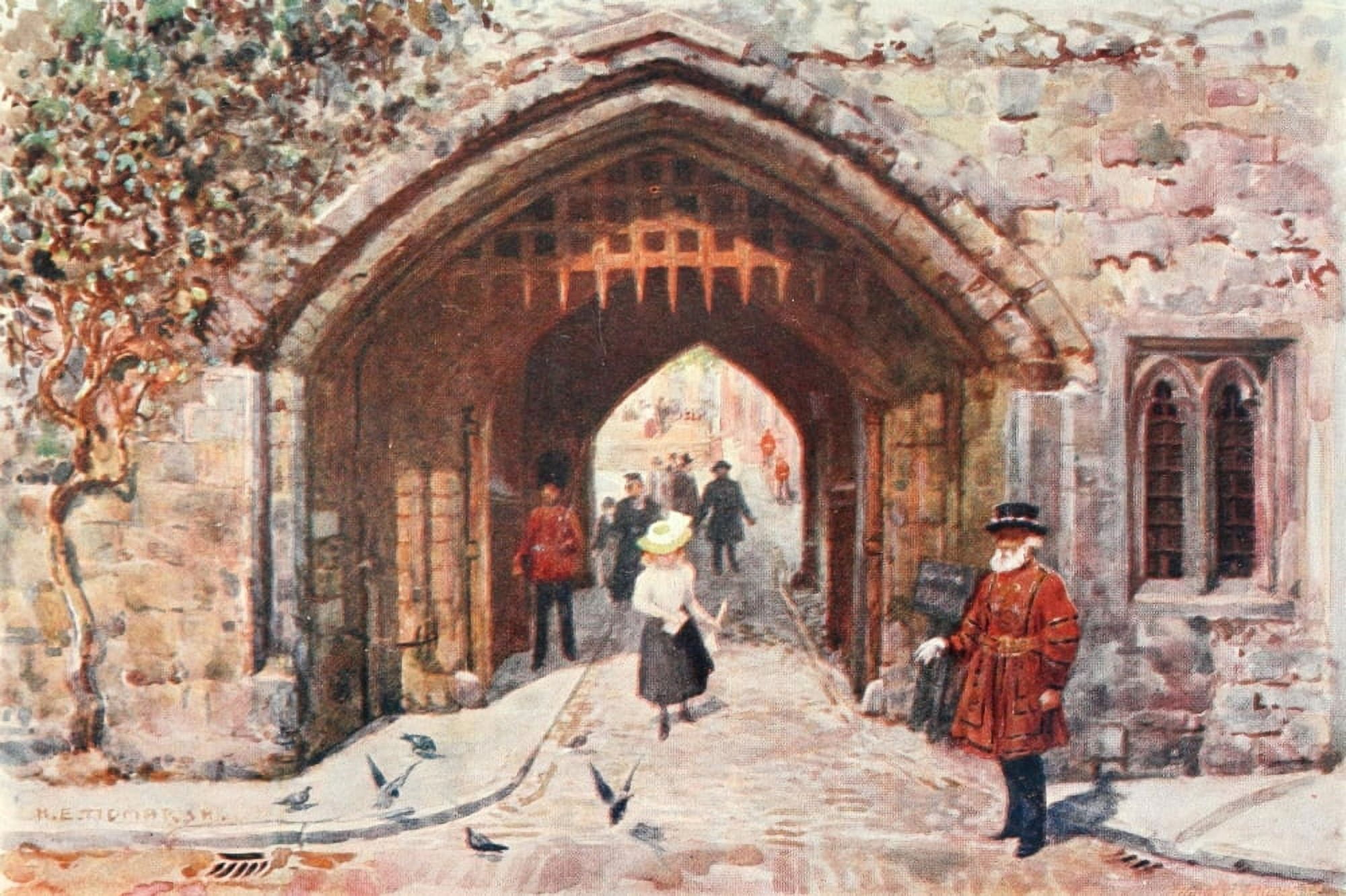Her Majestys Tower 1901 Tower of London Bloody Tower Canvas Art - H Tidmarsh (18 x 24)