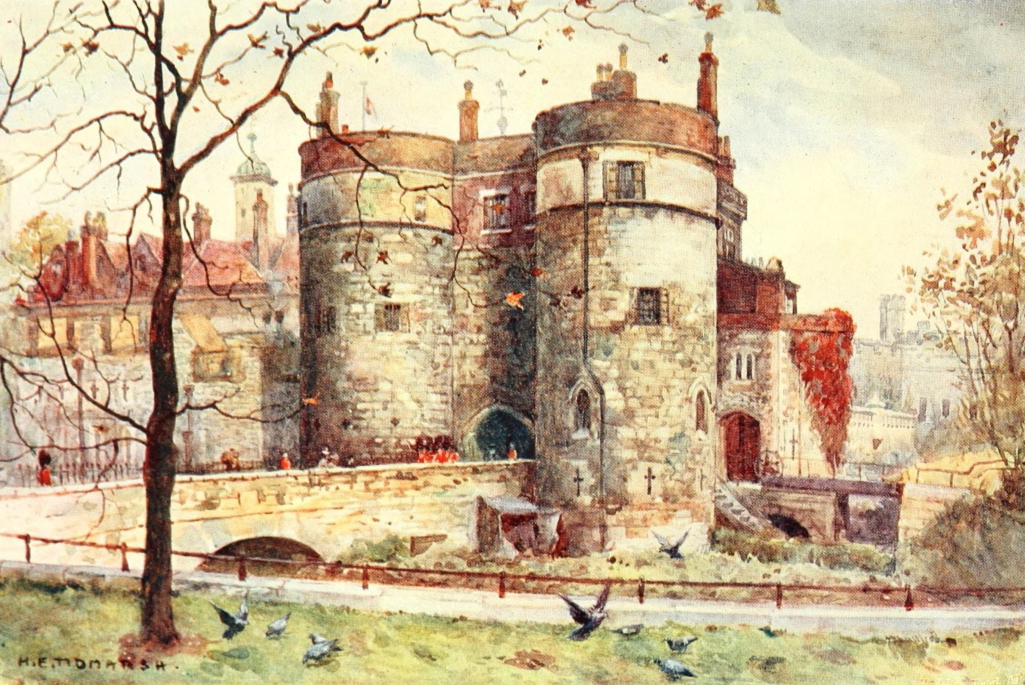 Her Majestys Tower 1901 Tower of London Bye-ward Tower Canvas Art - H Tidmarsh (18 x 24)