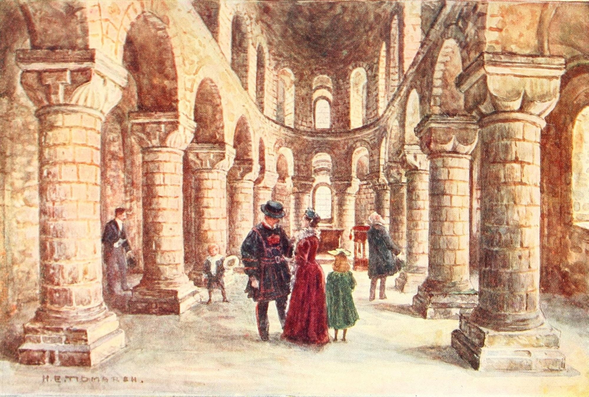 Her Majestys Tower 1901 Tower of London Chapel of St John Canvas Art - H Tidmarsh (18 x 24)