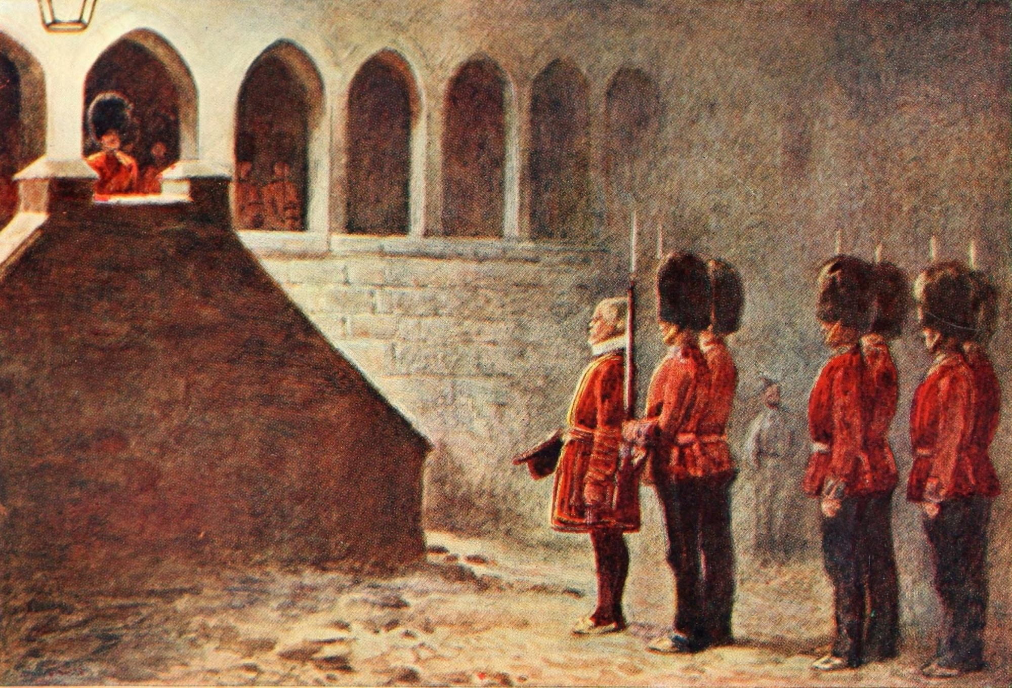 Her Majestys Tower 1901 Tower of London Locking of Tower Canvas Art - H Tidmarsh (24 x 36)