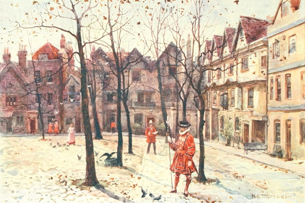 Her Majestys Tower 1901 Tower of London Queens House Canvas Art - H Tidmarsh (24 x 36)