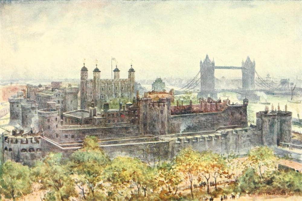 Her Majestys Tower 1901 Tower of London from Tower Hill Canvas Art - H Tidmarsh (18 x 24)