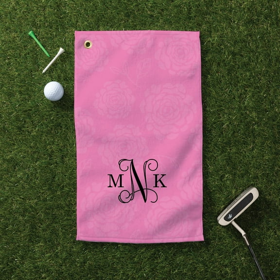 Her Monogram Personalized Pink Golf Towel