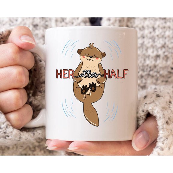 Her Otter Ha, Cute Animal Coffee Cup For Otter Lovers, Funnea Otter Love GifT1 Idea For M1en WoM1en, Sea Otter Mug For Him Her