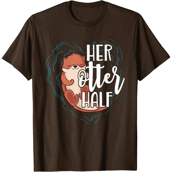 Her Otter Half Pun Romantic Couple Valentine's Day Softstyle Unisex T-Shirt,Dark Chocolate Her Color,Size 4XL