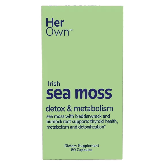Her Own Irish Sea Moss Capsules, Burdock Root, Bladderwrack, Detox, Metabolism, Immune Support, Skin Health, Natural Joint Support, Nutrient Rich Superfood High in Minerals, 60 Count