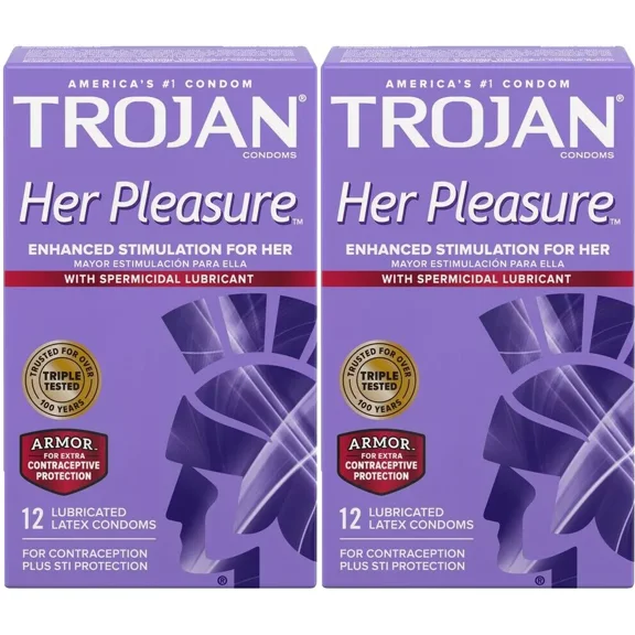 Her Pleasure Armor Stimulation Spermicidal Lubricated Latex Condoms(24 Condoms (Retail Boxes)