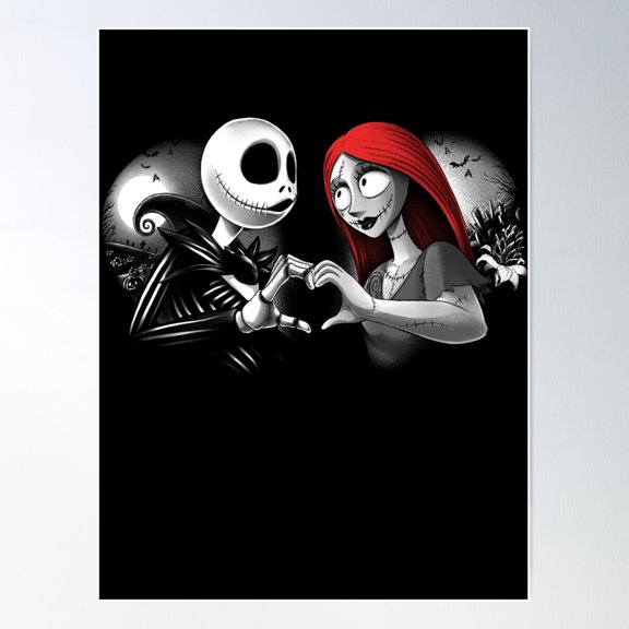 Her Skeleton And His Doll Poster Wall Art, Modern Wall Decor For Living Room Bedroom, 8x12 UNFRAMED