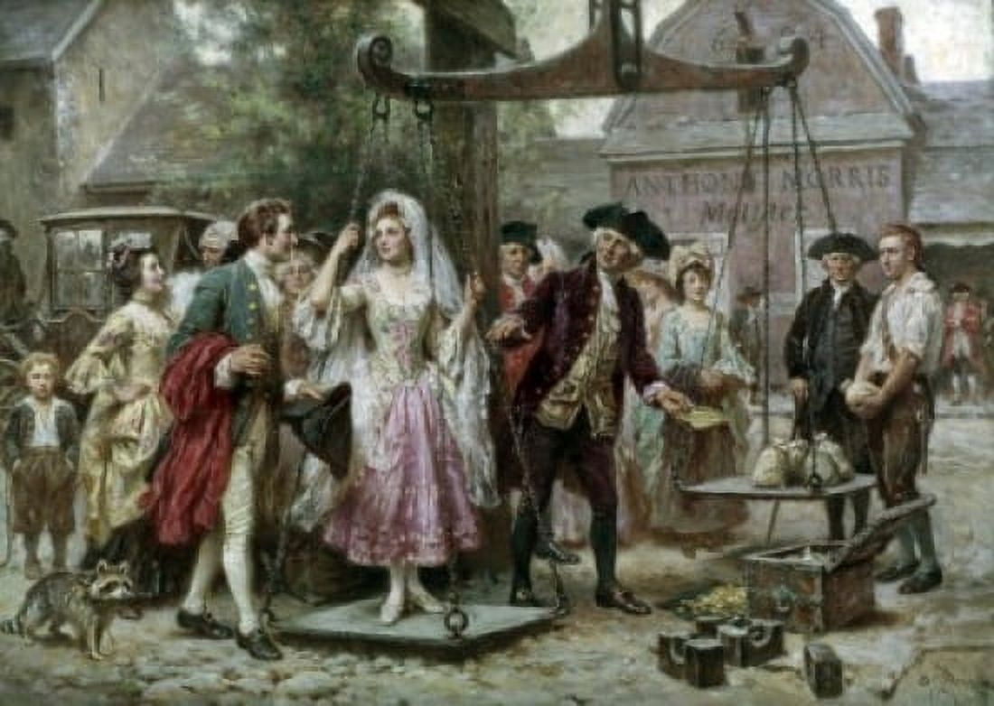 Her Weight in Gold by Jean Leon Gerome Ferris circa 1863-1930 (1875-1933) Canvas Art - Jean Leon Gerome Ferris (18 x 24)