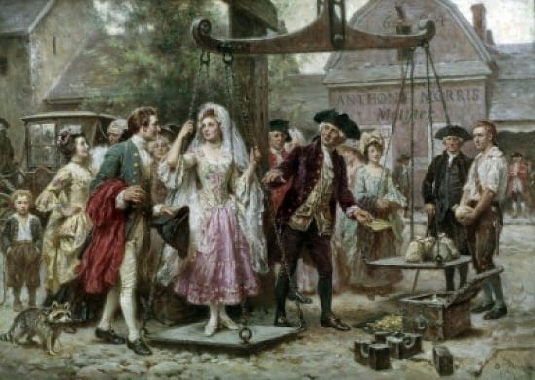 Her Weight in Gold by Jean Leon Gerome Ferris circa 1863-1930 (1875-1933) Canvas Art - Jean Leon Gerome Ferris (24 x 36)
