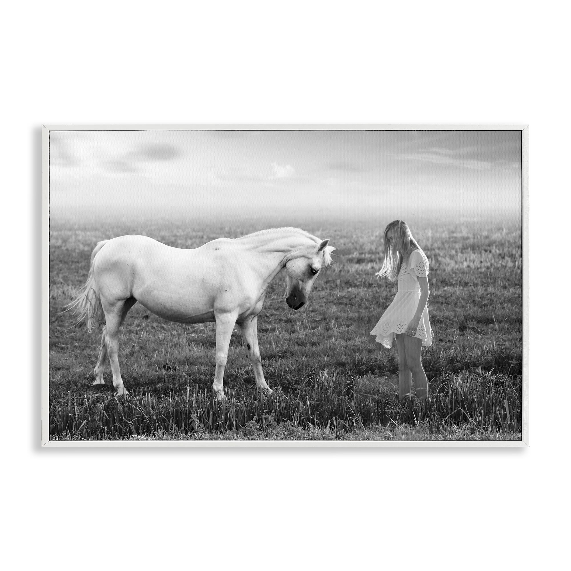 Her White Horse White Framed Giclee Art, design by Ata Alishahi