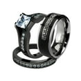 thumbnail image 1 of Her and His 3pc Black Stainless Steel Engagement Wedding Ring Set and Titanium Band Size Women's 07 Men's 09, 1 of 6