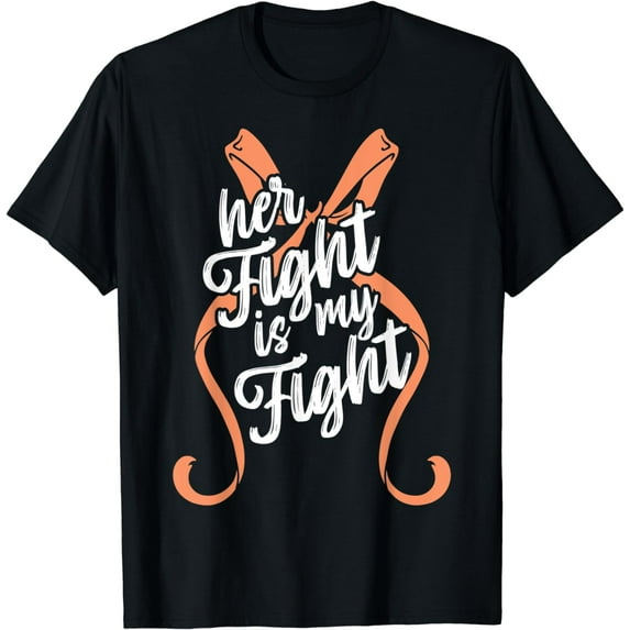 Her fight my Fight Endometrial Cancer Awareness Peach Ribbon T-Shirt
