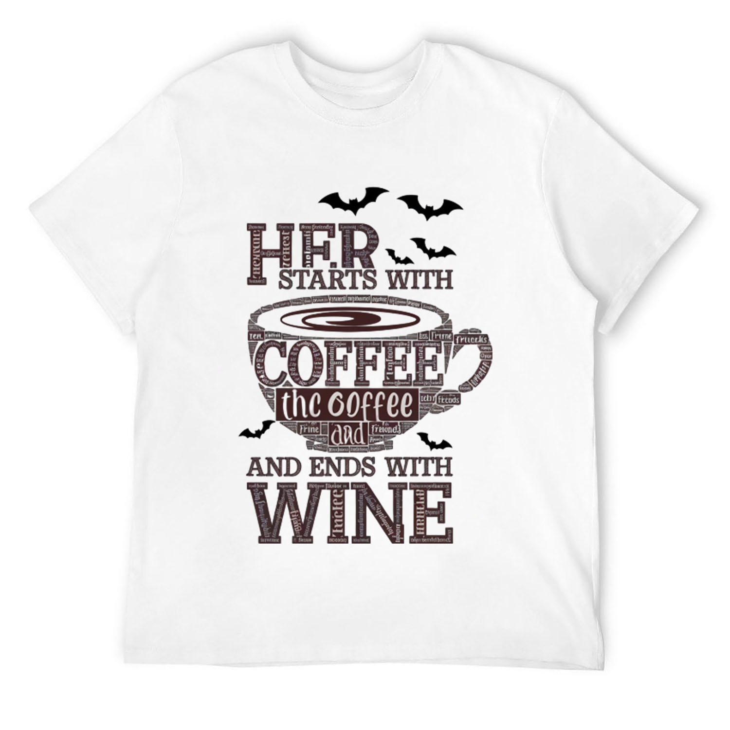 Her starts with Coffee and ends with Wine Deer Lover Ghost TShirt