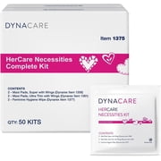 Dynarex HerCare Feminine Hygiene Period Travel Kit, Menstrual Kit with Maxi Pads and Wipes, 50 Count