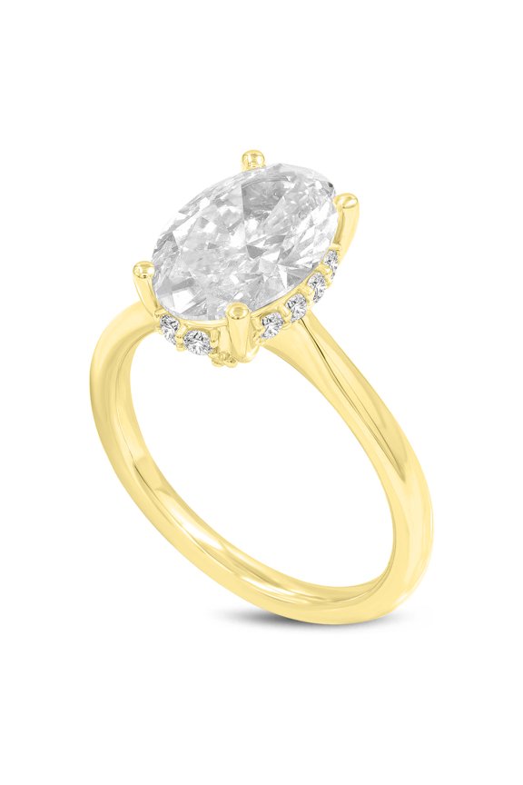 Hera 14K Gold Oval Cut Lab Grown Diamond Hidden Halo Ring - 3 Ct