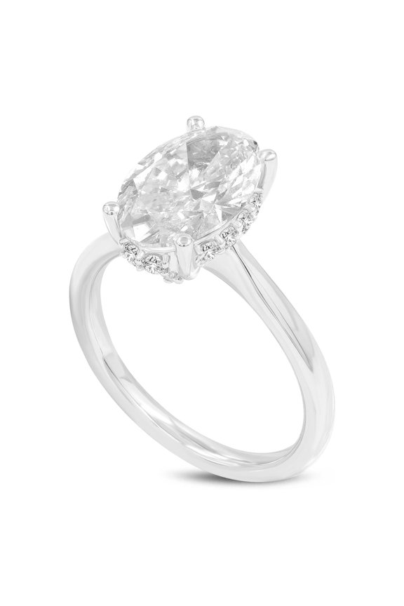 Hera 14K Gold Oval Cut Lab Grown Diamond Hidden Halo Ring - 3 Ct